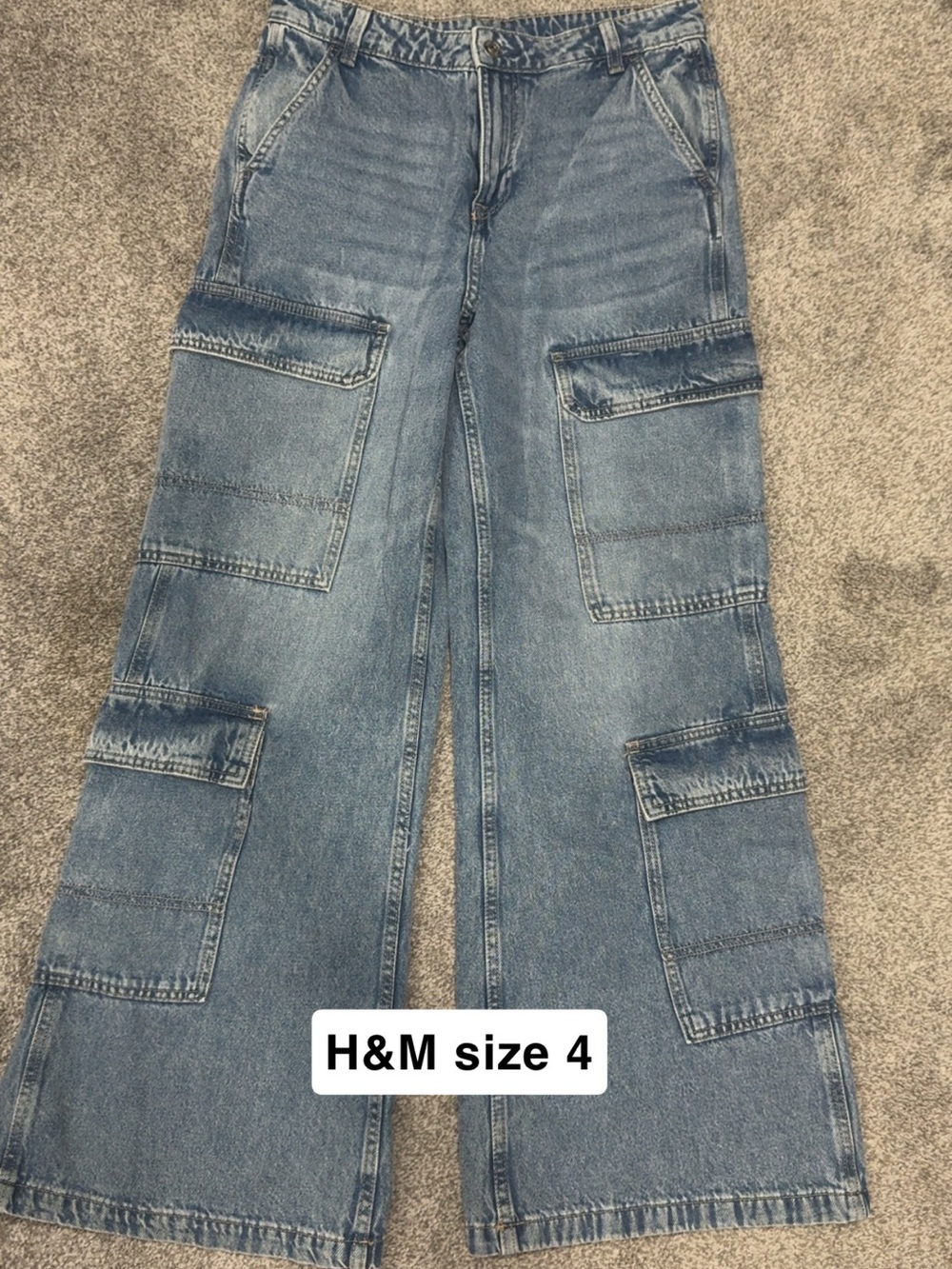 H&M women’s Blue Cargo Wide-Leg Jeans